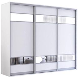 cumpără Dulap Mobildor-Lux Fox uși glisante din PAL cu elemente din oglindă (250x60x220H cm) Alb în Chișinău 