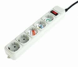 Surge  Protector Gembird SPG3-B-6C, 5 Sockets, 1.8m, up to 250V AC, 16 A, safety class IP20, Grey