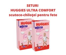 1 Set 2 pachete scutece-chiloţel Huggies pentru fetiţă 5 (13-17 kg), 2x48 buc.