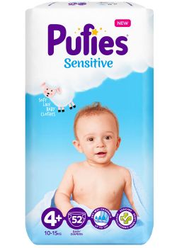 Подгузники Pufies Sensitive 4+ (10-15 kg) 52 шт
