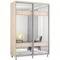 cumpără Dulap Mobildor-Lux Aron cu uși glisante cu oglindă zebra (160x60x210H cm) Sonoma în Chișinău 