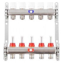 Коллектор INOX 5 вых. в сборе с расходомером 1" х 3/4" PN6 ITAP