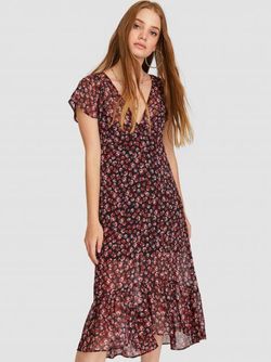 Платье Stradivarius Черный с принтом 6381/512/001