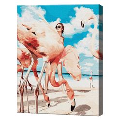 Flamingo pe plajă, 40х50 cm, pictură pe numere Articol: GX38393