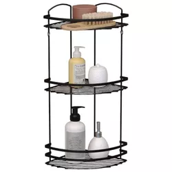 купить Полка для ванной Teknotel LM009n 3 niveluri coltar metal negru 24x24x68 cm в Кишинёве 