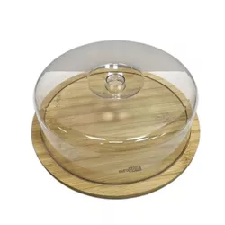 cumpără Tavă de bucătărie EuroGold 7016102488 Platou din bambus cu capac din plastic, 28.5x28.5x0.8cm în Chișinău 