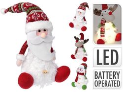 Игрушка мягкая LED "Дед Мороз, снеговик, олень" 25сm