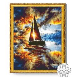 купить Картина по номерам Art Gallery GA79975 Mozaic cu diamante 40x50cm Iaht la apus в Кишинёве 