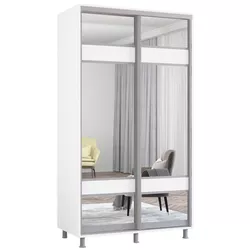 купить Шкаф Mobildor-Lux Aron-S - Раздвижные двери из ДСП 1,0–1,8 м с зеркалом «Зебра» (110 x 60 x 200 см), Белый Brilliant в Кишинёве 
