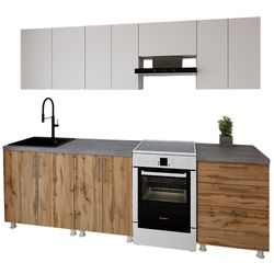 купить Мебель для кухни Smartex (30070) K2 260сm Alb+Stejar inchis в Кишинёве 