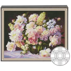 купить Картина по номерам Art Gallery QB204729 Mozaic cu diamante patrate 40x50cm Buchet imens de flori albe в Кишинёве 