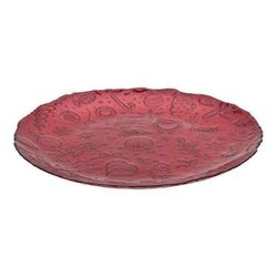купить Тарелка Holland 51101 стеклянная Новогодний трафарет 32cm, красный в Кишинёве 