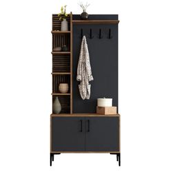 cumpără Mobilă pentru antreu Trendy Viyana D, Nuc, Antracit, 90x200x35cm (GTR001344) în Chișinău 