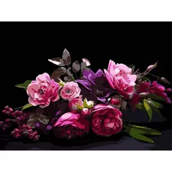 купить Картина по номерам Strateg 58070 Armonie florala 30x40cm (fundal negru) в Кишинёве 