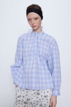 Блуза ZARA Голубой/Белый 2491/913/044