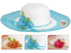Palarie de vara pentru dama D42cm cu floare