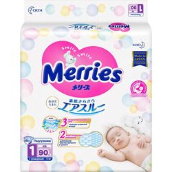 Подгузники Merries Newborn (3-5 kg) 90 шт