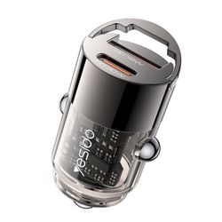 купить Зарядное устройство для автомобиля Yesido Y68 Dual Port 1*USB-A+1*Type-C 30W 2.4A, Black в Кишинёве 