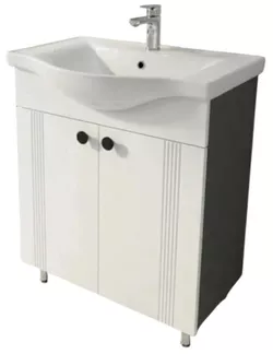 cumpără Dulap pentru lavoar Mashtab 12128 Palma (Basic) cu 2 uși 650x370x850 Alb mat-Antracit în Chișinău 