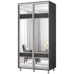 cumpără Dulap Mobildor-Lux Aron-S 1.0m-1.8m uși glisante din PAL cu oglindă zebra (170x60x230H cm) Anthracite în Chișinău 