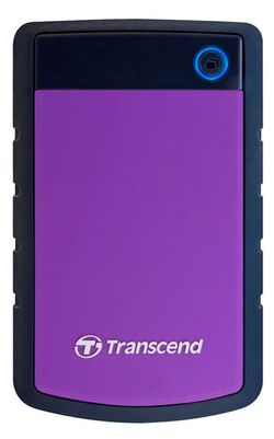 1.0TB (USB3.1) 2.5" Transcend "StoreJet 25H3P", Rubber Grey/Violet, Anti-Shock, One Touch Backup