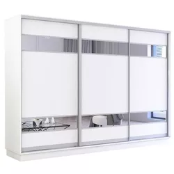 купить Шкаф Mobildor-Lux Fox uși glisante din PAL cu elemente din oglindă (280x60x210H cm) Alb в Кишинёве 