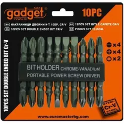 купить Набор головок, бит, насадок Gadget tools 390507 10 бит с 2 головками, Cr-V в Кишинёве 