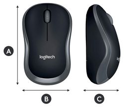 Wireless Mouse Logitech M185, Optical, 1000 dpi, 3 buttons, Ambidextrous, 1xAA, Gray