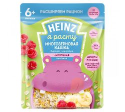 Многозерновая молочная кашка Heinz с бананом и малиной (6+ мес) 170 г