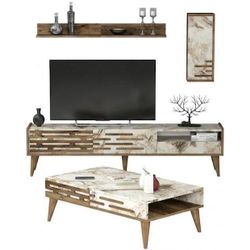 купить Стенка Trendy Valensiya Орех, Белый, Мрамор (комплект мебели для гостиной) (GTR001276) в Кишинёве 