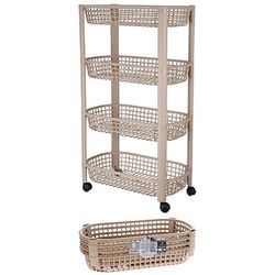 cumpără Etajeră Excellent Houseware 55536 Etajera 4 rafturi 46.5x26x79cm, cu roti, maro în Chișinău 