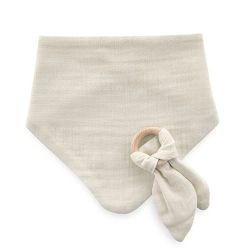 Муслиновый нагрудник с грызунком BabyJem Ecru