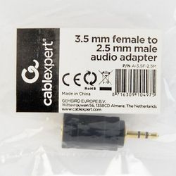 Audio adapter 3-pin*2.5 mm jack to 3-pin*3.5 mm socket, Cablexpert A-3.5F-2.5M