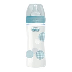 Chicco Бутылочка стеклянная с с силиконовой соской, 240 мл