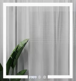 купить Зеркало для ванной Bayro Otto 700x800 LED touch, подогрев, часы, термометр в Кишинёве 