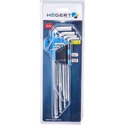 купить Набор ручных инструментов Hoegert Set chei hexagonale extra lungi 1,5-10 mm, 9 buc. HT1W808 в Кишинёве 