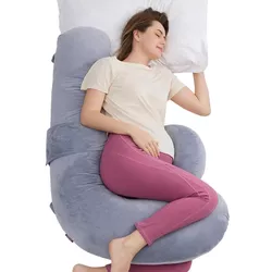купить Подушка для мам Momcozy PP007-GR00NB-C Perna pentru maternitate in forma F Velvet Grey в Кишинёве 