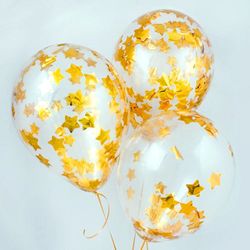 Шар с конфетти звезды Золотые