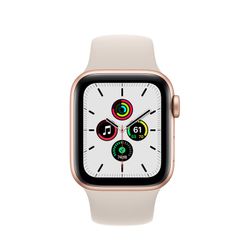 Apple Watch SE 40mm Aluminum Case with Starlight Sport Band, MKQ03 GPS, Gold