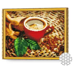 купить Картина по номерам Art Gallery GA73804 Mozaic cu diamante 40x50cm Cafea si frunzulite в Кишинёве 