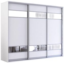 купить Шкаф Mobildor-Lux Fox uși glisante din PAL cu elemente din oglindă (240x60x230H cm) Alb в Кишинёве 