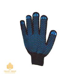 Mănuși din bumbac cu puncte PVC Lux (albastru/negru)