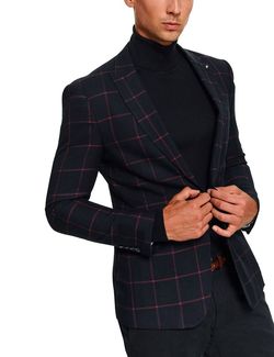 Sacou TOP SECRET Albastru inchis in carouri SMR0299GR
