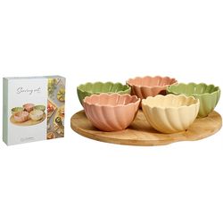 купить Посуда прочая Excellent Houseware 57473 Set pentru aperitiv 6unitati, suport din lemn D27x1cm в Кишинёве 