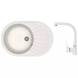 cumpără Chiuvetă bucătărie cu bateria Dr.Gans Berta 760 + SanDonna F 7103 alb în Chișinău 