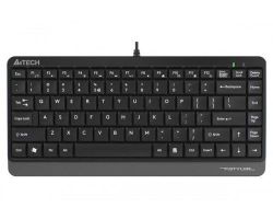 Keyboard A4Tech FK11, Compact, FN Multimedia, Laser Engraving, Splash Proof, Black/Grey, USB