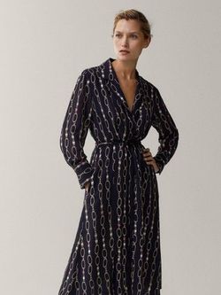 Платье Massimo Dutti Черный с принтом 6651/501/800