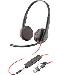 купить Наушники игровые Poly Blackwire 3225 stereo (mufă 3,5 mm + adaptor USB-C/A) в Кишинёве 