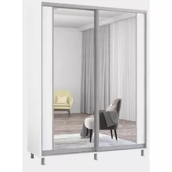 купить Шкаф Mobildor-Lux Раздвижные двери Aron-P из ДСП с вертикальным зеркалом (170x60x240 см) Бриллиантовый белый в Кишинёве 