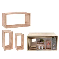 купить Декор Promstore 48324 Set rafturi Cub din lemn 3unit: 35x20x15cm, 40x20x20cm, 45x20x25cm в Кишинёве 